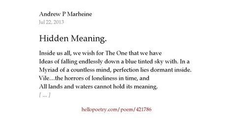 Hidden meanings in poetry