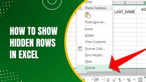 Hidden Rows in Excel