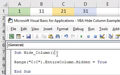 Hide Columns Using a Range Example with Error Handling