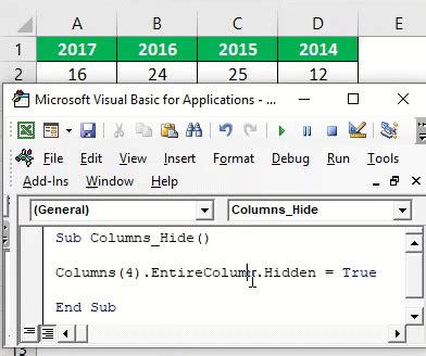 Hide Multiple Columns Example with Error Handling