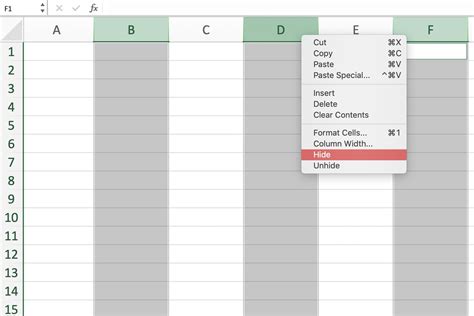 Hiding Columns in Excel using Formulas