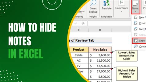 Hiding Notes in Excel