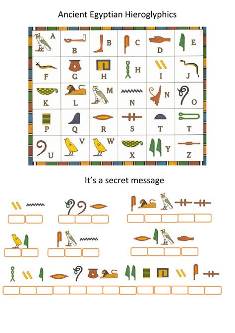 Hieroglyphic Worksheets for Kids