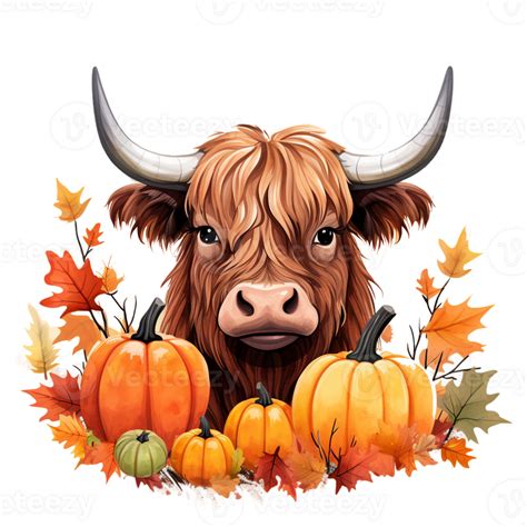 Highland cow in autumn