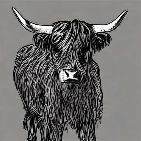 Highland cow line art template