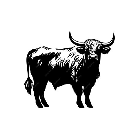 Highland cow silhouette template