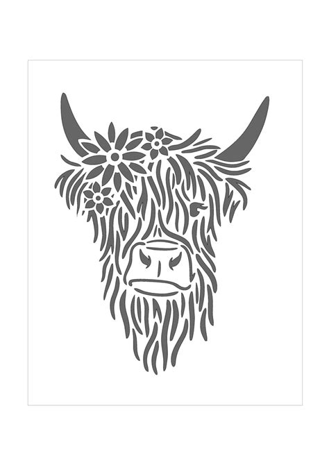 Highland cow stencil template