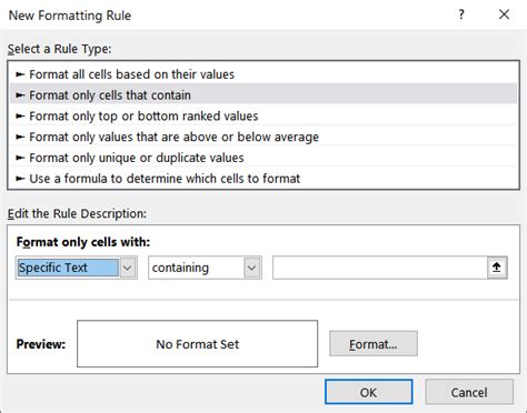 Highlighting Cells with Specific Text