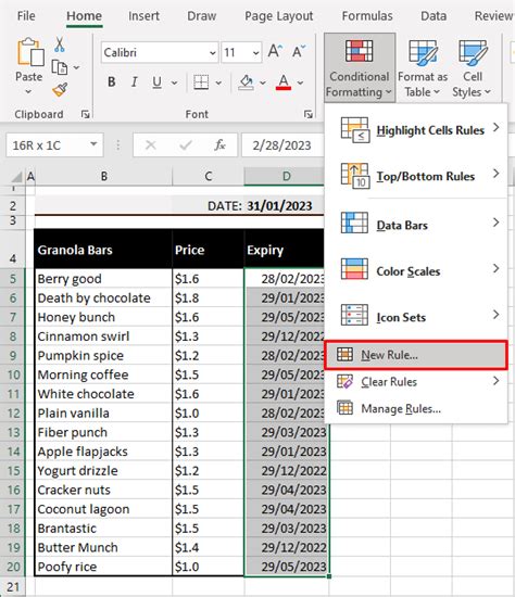 Highlight cells with dates