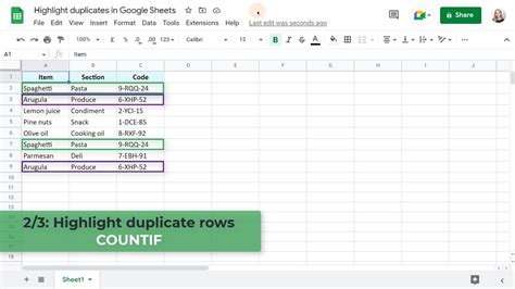 Highlighting Duplicates in Google Sheets