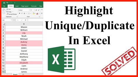 Highlight Unique Values in Excel