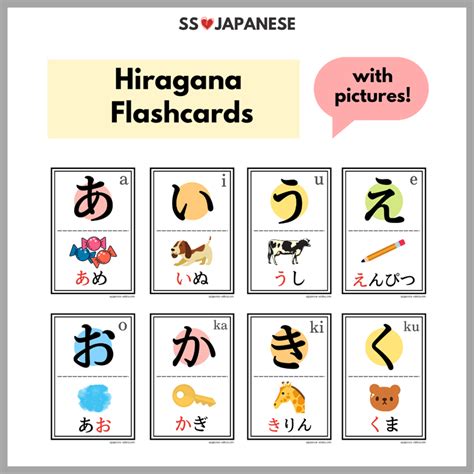 Hiragana flashcards for Japanese learners