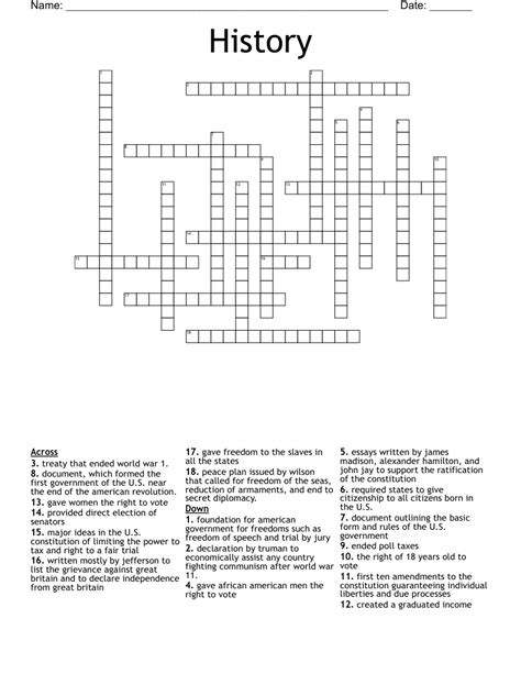 History Crossword Example