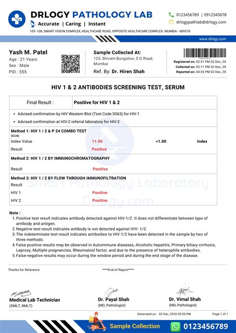 HIV Test Results Template