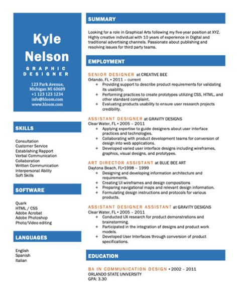 Hloom resume templates