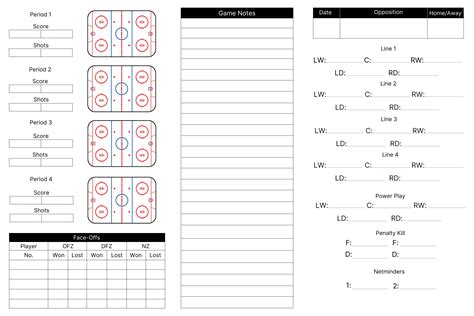 Hockey Lineup Card Template 1