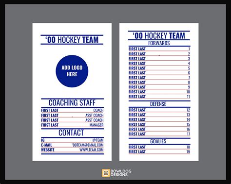 Hockey Lineup Card Template 2