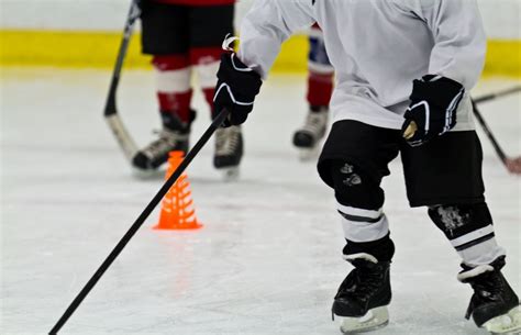 Ice hockey players having fun during a practice session