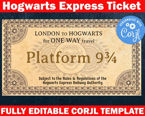 Etsy Hogwarts Express Ticket