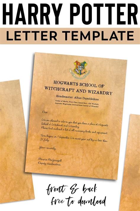 Hogwarts Acceptance Letter Template Dumbledore