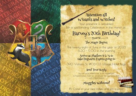 Hogwarts Themed Party Invitation