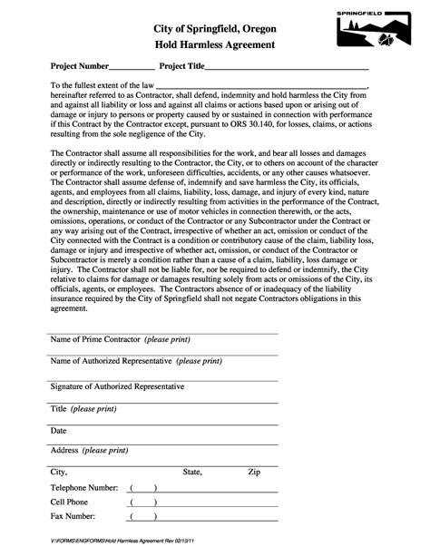 Hold Harmless Agreement Template PDF