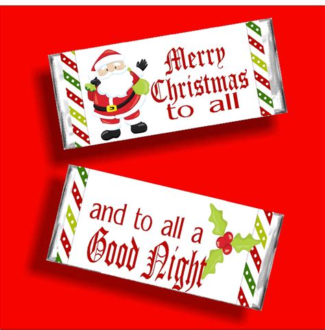 Holiday candy bar wrapper template