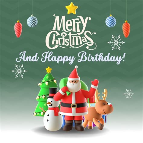 Holiday cartoon character Christmas birthday card