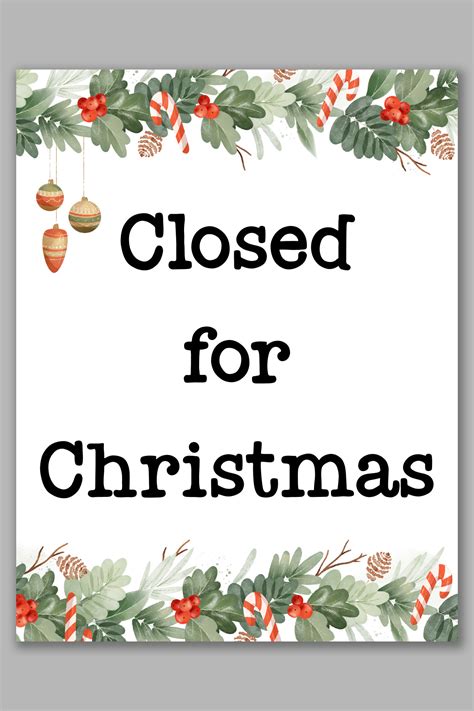 Holiday Closed Sign Template 1