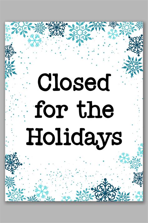 Holiday Closed Sign Template 6