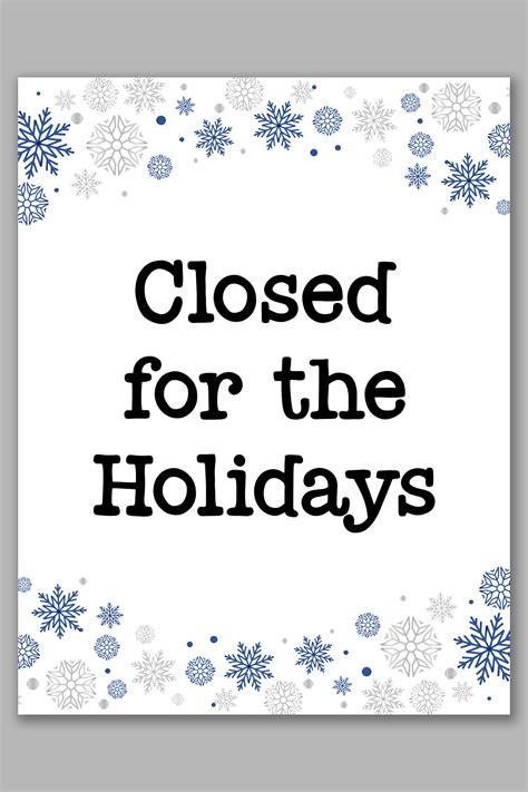 Holiday Closure Sign Template 4