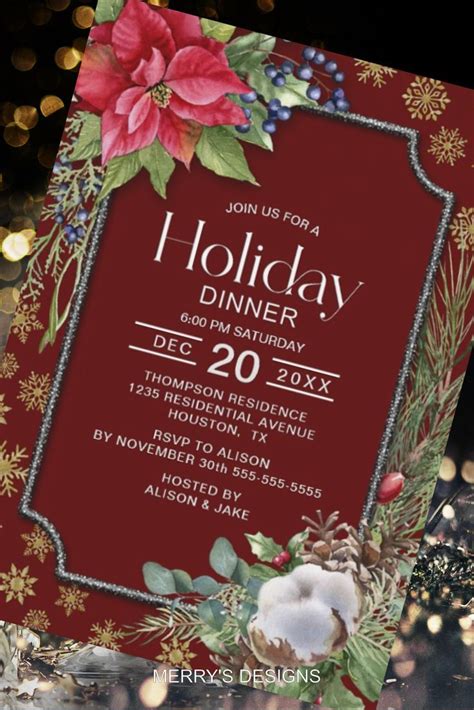 Holiday dinner invitation template 3