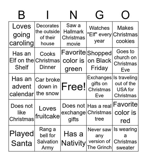 Holiday Human Bingo Template