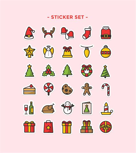 Holiday Icons Sticker Template