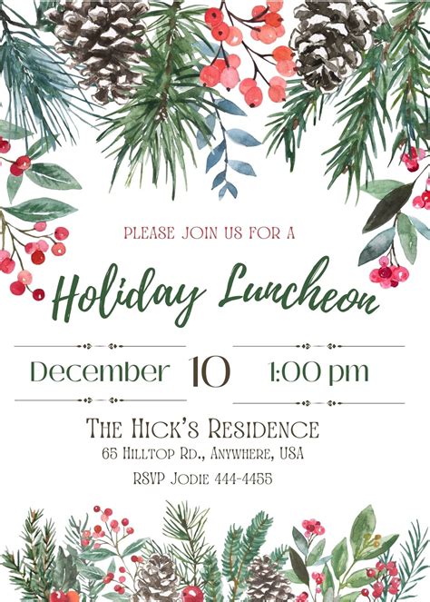 holiday lunch invitation example