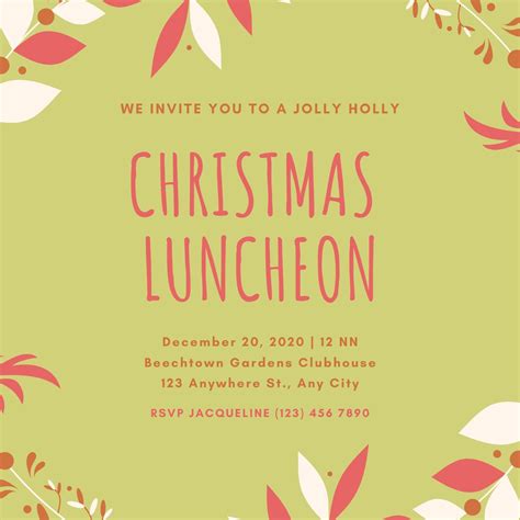 Holiday Lunch Invitation Template 3