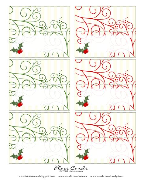 Holiday place card templates with festive designs