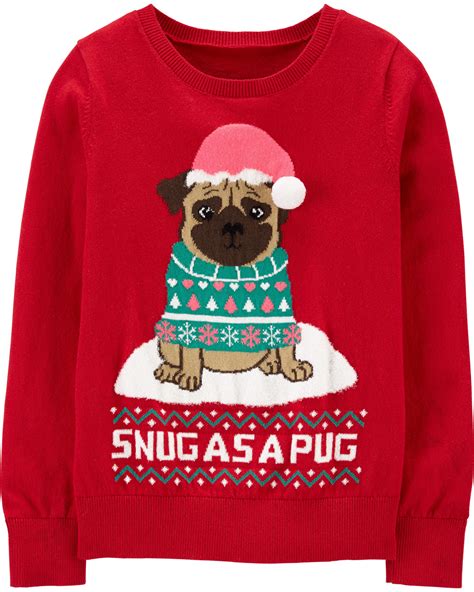 Holiday Pug Sweater Drawing Template