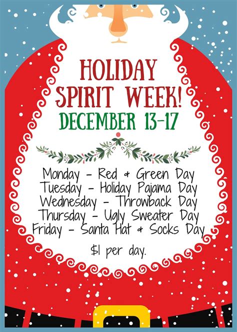 Holiday Spirit Week Flyer Ideas