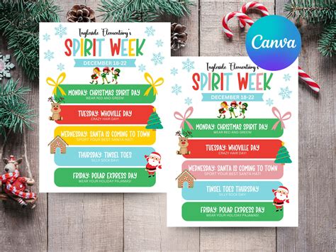 Holiday Spirit Week Flyer Template Canva