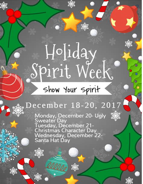 Holiday Spirit Week Flyer Template Free