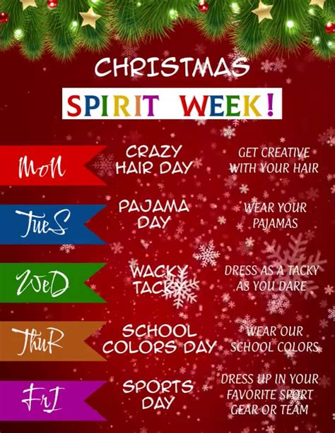 Holiday Spirit Week Flyer Template Illustrator