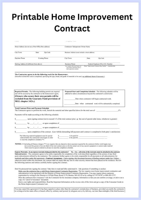 Home improvement contract template example 5