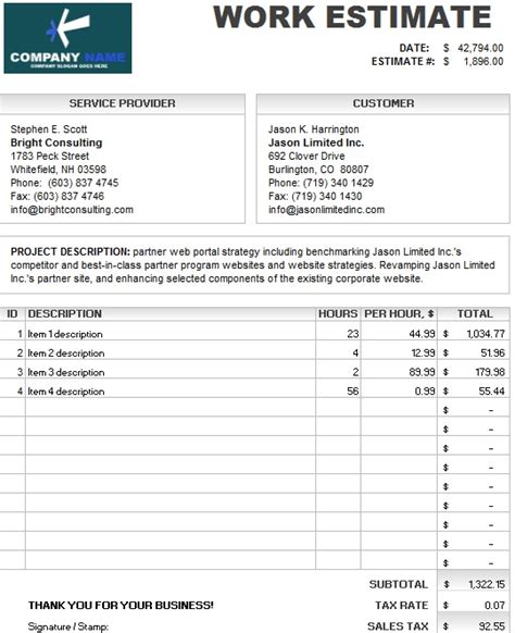 Home Repair Estimate Template Gallery 1