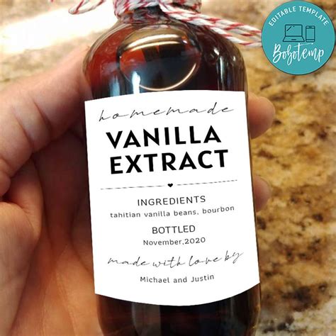 Homemade Vanilla Extract Labels