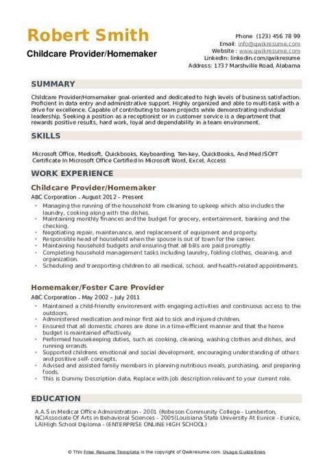 Homemaker returning to work resume template