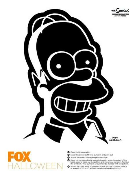 Homer Simpson Pumpkin Stencil