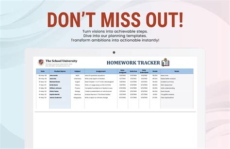 Homework Tracker Template Examples