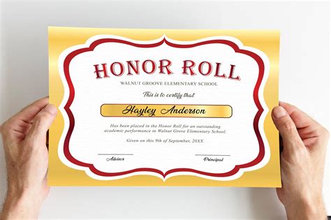 Honor Roll Award Certificate