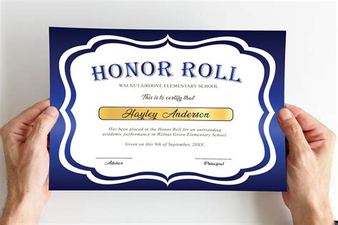 Honor Roll Certificate Template 2